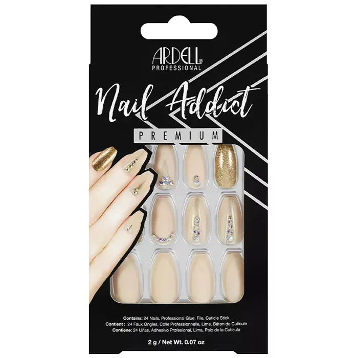 Ardell Nail Addict Nude Jeweled False Nails - By Mio Perfumería