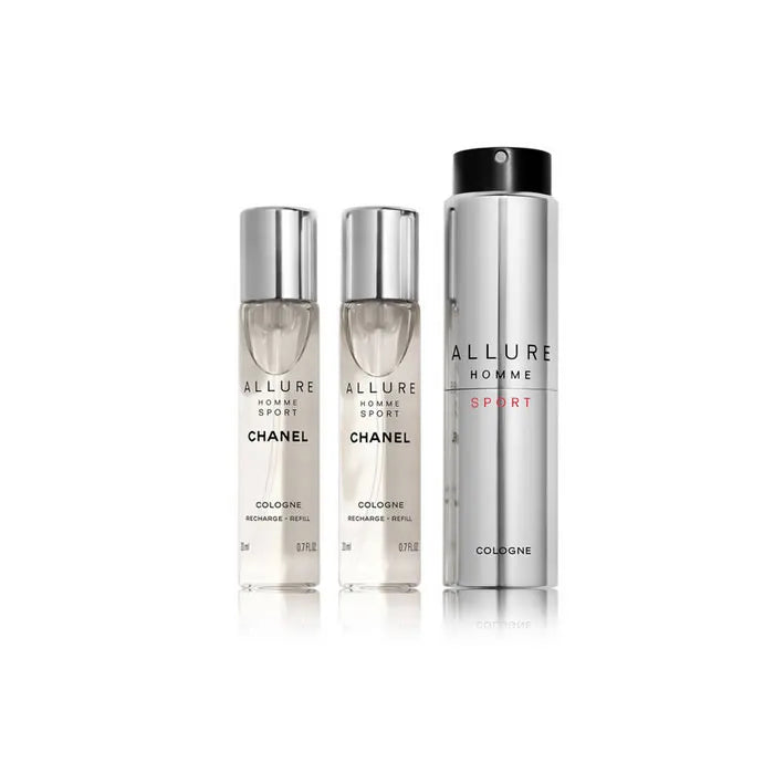 Chanel Allure Homme Sport Travel Spray Rechargeable Set 3 Pieces - By Mio Perfumería