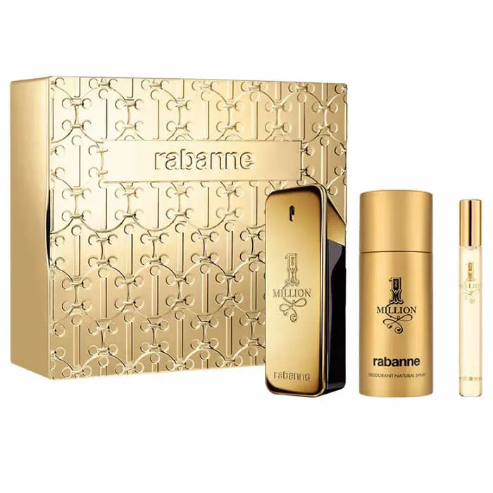 Paco Rabanne 1 Million Eau De Toilette Spray 100ml Set 3 Pieces - By Mio Perfumería