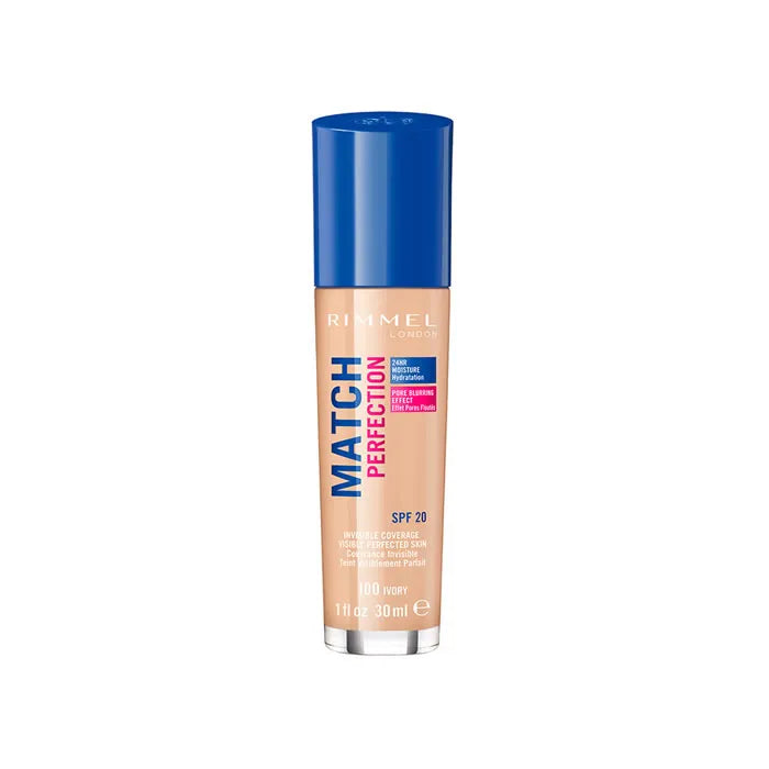 Rimmel London Match Perfection Foundation Spf20 100 Ivory 30ml - By Mio Perfumería