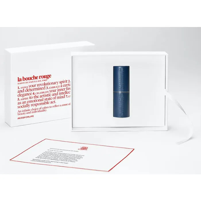La Bouche Rouge Navy Blue Leather Lipstick Case - By Mio Perfumería