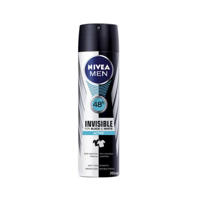 Nivea Men Invisible For Black And White Active Deodorant Spray 200ml - By Mio Perfumería