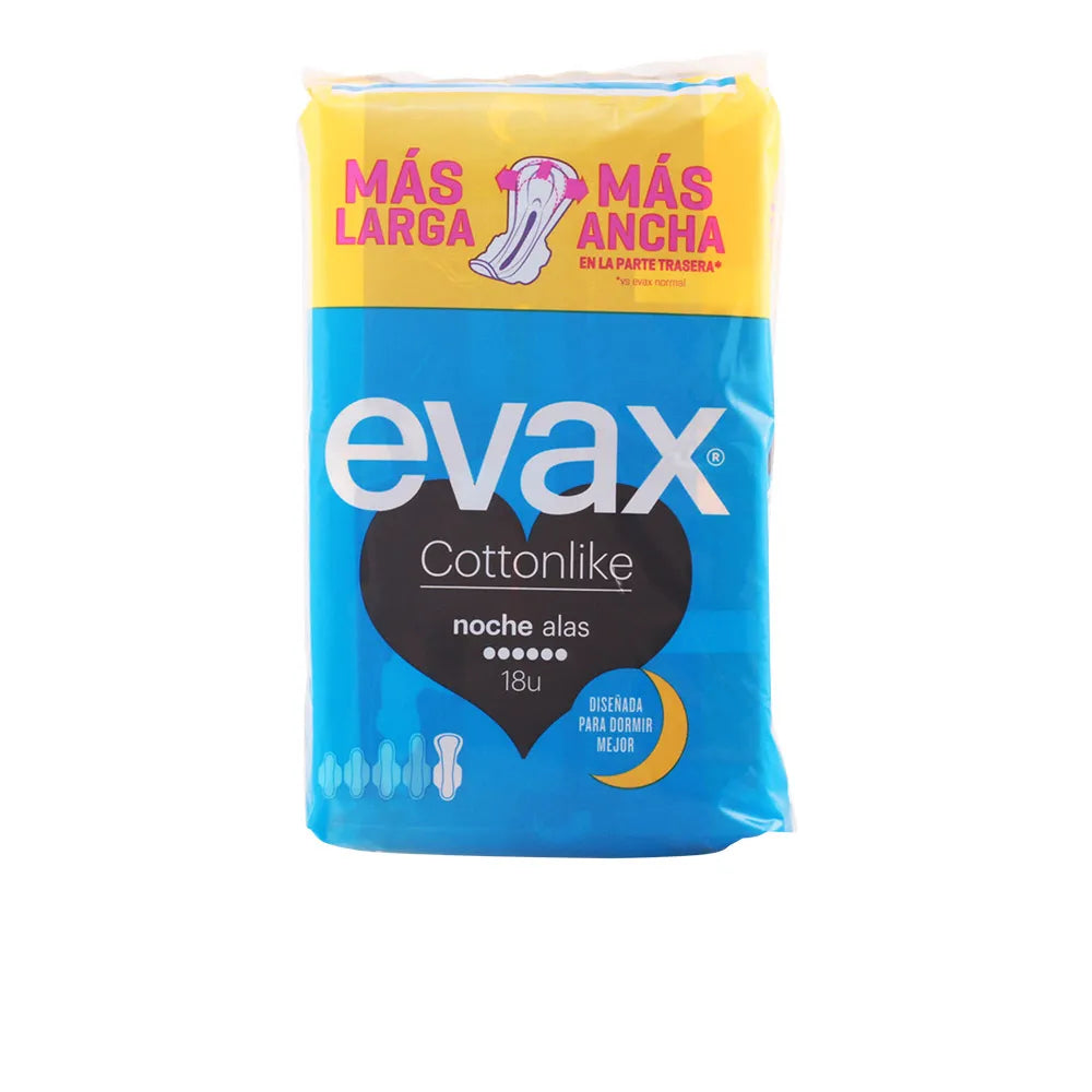 Evax Cottonlike Night With Wings Sanitary Towels 18 Units - By Mio Perfumería
