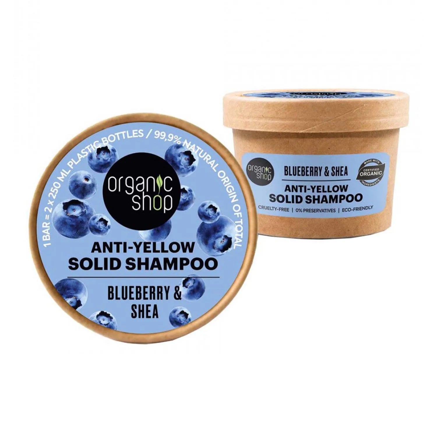 Organic Shop Blueberry Anti-Yellow Champu Solido 60g - By Mio Perfumería