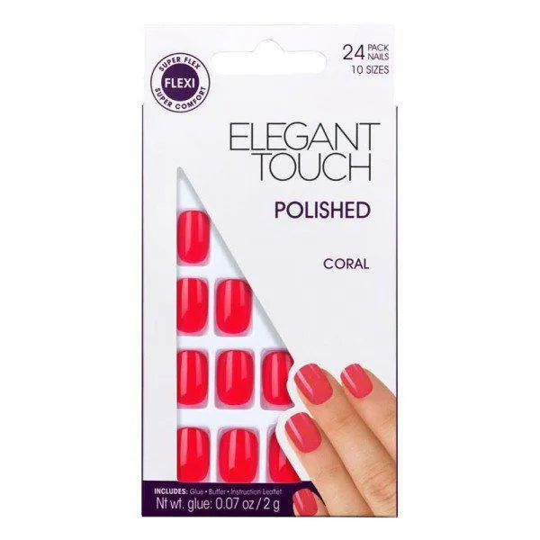 Elegant Touch Core Colour Nails With Glue Squoval Midnight Black 24 U - By Mio Perfumería