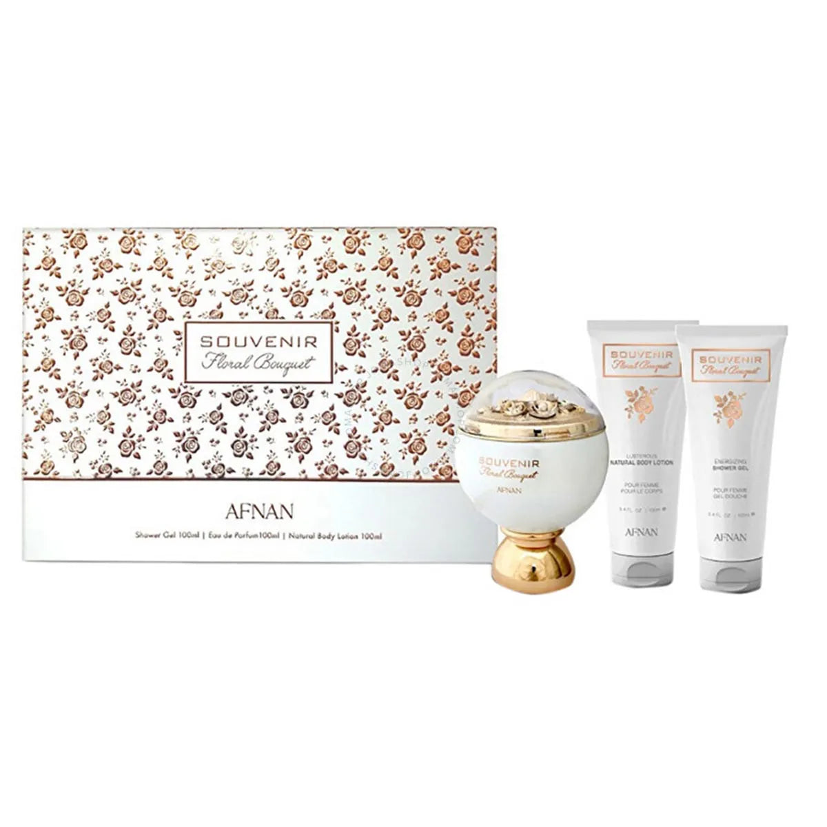 Afnan Souvenir Floral Bouquet Eau De Parfum 100ml Gel De Baño 100ml Locion Corporal 100ml - By Mio Perfumería