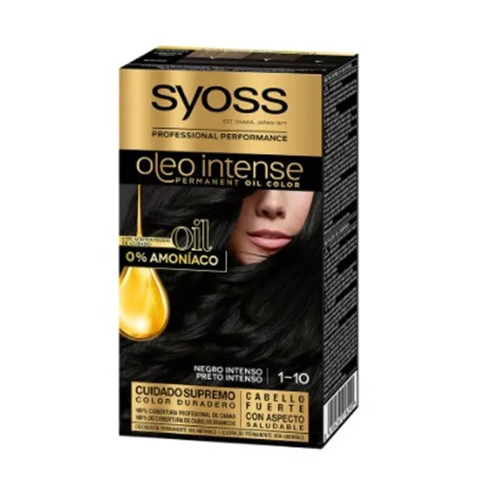 Syoss Oleo Intense Permanent Hair Color 1-10 Deep Black - By Mio Perfumería