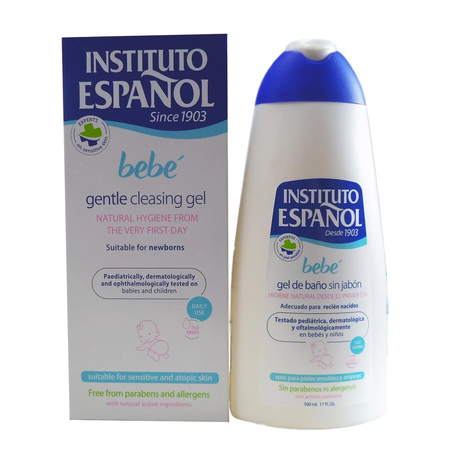 Instituto Español Baby Bath Gel Without Soap Newborn Sensitive Skin Without Allergens 500ml - By Mio Perfumería