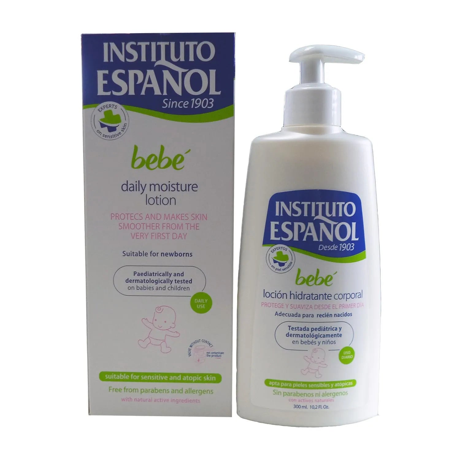 Instituto Español Baby Moisturizing Body Lotion Newborn Sensitive Skin Without Allergens 300ml - By Mio Perfumería