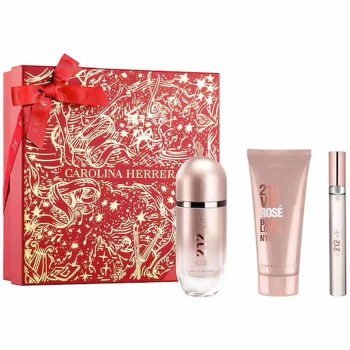 Carolina Herrera 212 Vip Rose Eau De Perfume Spray 80ml Set 3 Pieces - By Mio Perfumería