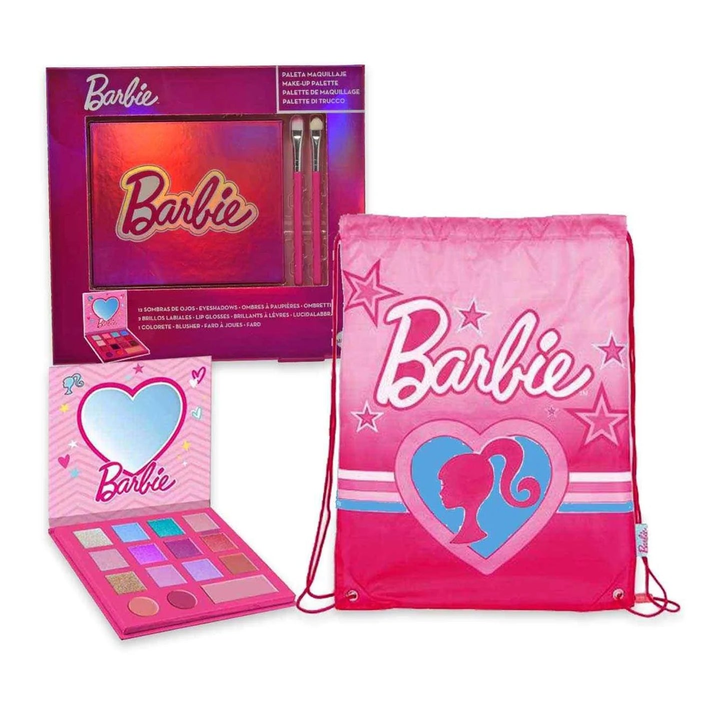 Cartoon Barbie Niños Set Sombra De Ojos y Brillo De Labios 1un
