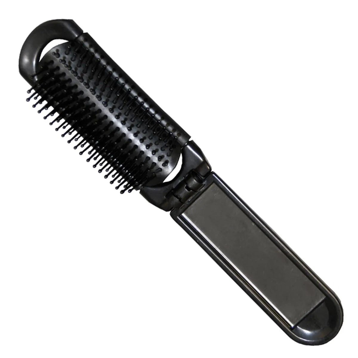 Eurostil Plegable Negro Negro Cepillo De Pelo Con Espejo Negro Negro 1un - By Mio Perfumería