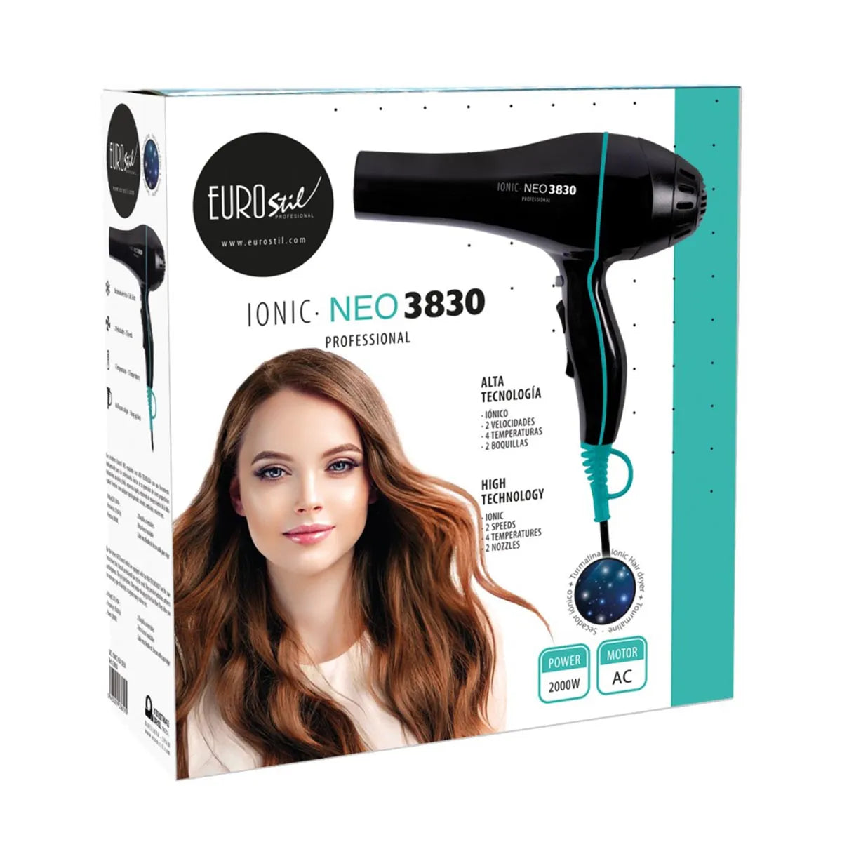 Eurostil Ionic Neo 3830 Profesional Secador Con Turmalina 2000w 1un - By Mio Perfumería