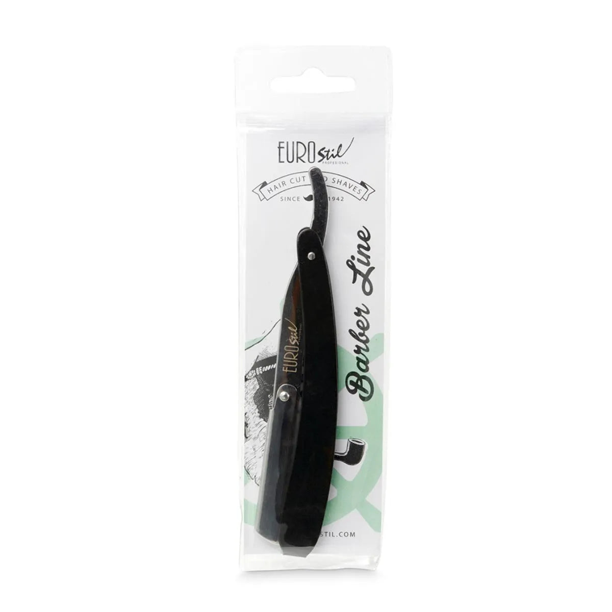 Eurostil Barber Line Navaja De Afeitar Hoja Intercambiable Mango Negro 1un - By Mio Perfumería