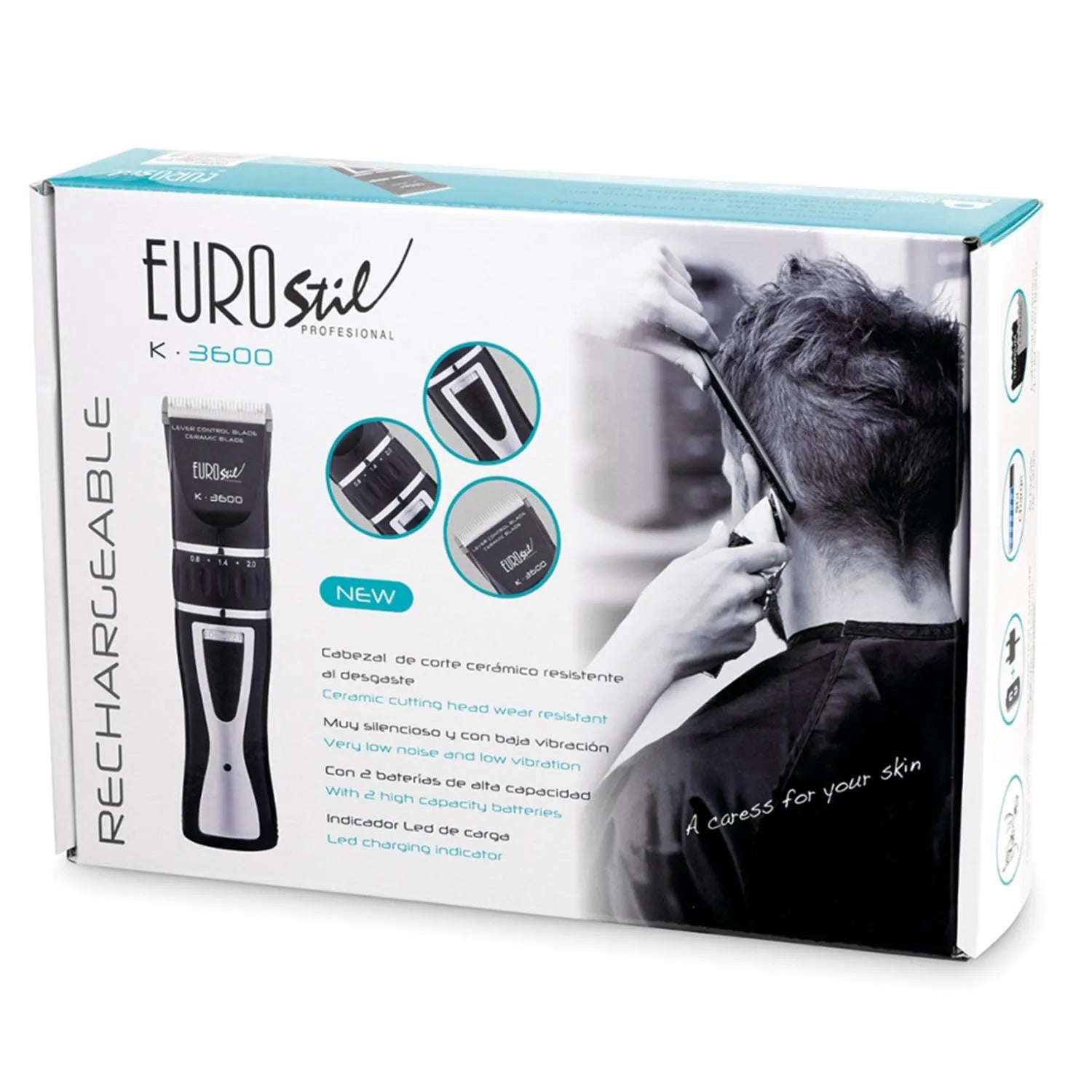 Eurostil Electrica K3600 Ceramico Recargable Maquina Cortapelo Cabello Negro Negro 5w 1un - By Mio Perfumería