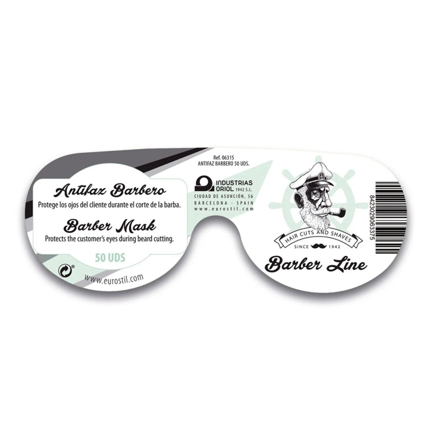 Eurostil Barber Line Antifaz Barbero Negro Negro Pack 50un - By Mio Perfumería