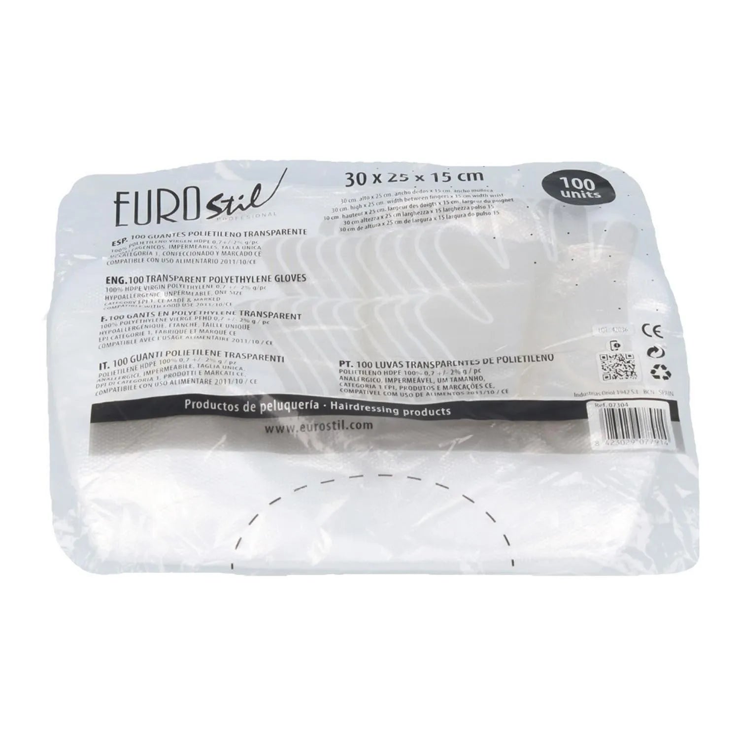 Eurostil Transparentes Guantes Desechables Bolsa 100un - By Mio Perfumería