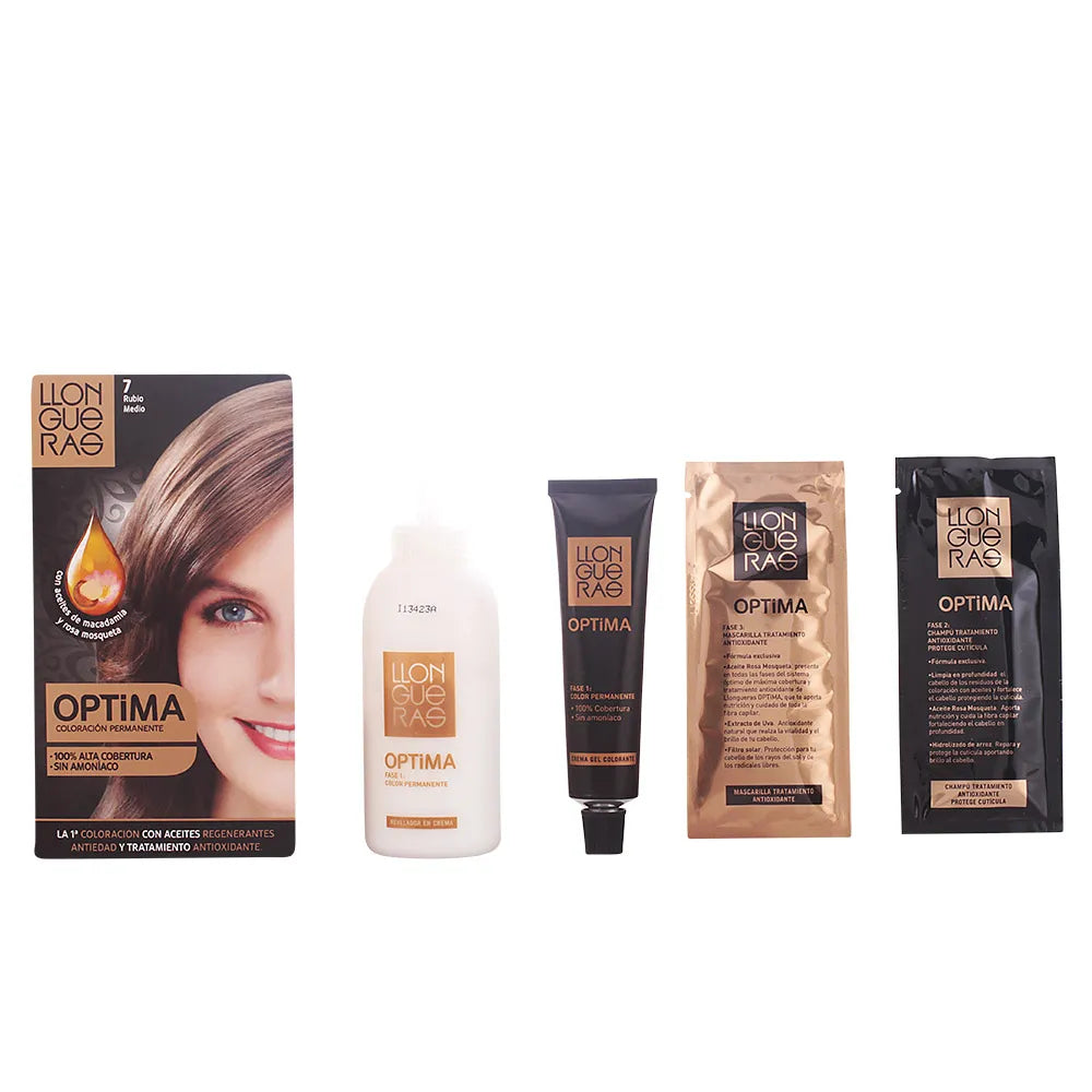 Llongueras Optima Permanent Hair Colour Ammonia Free 7 Medium Blond - By Mio Perfumería