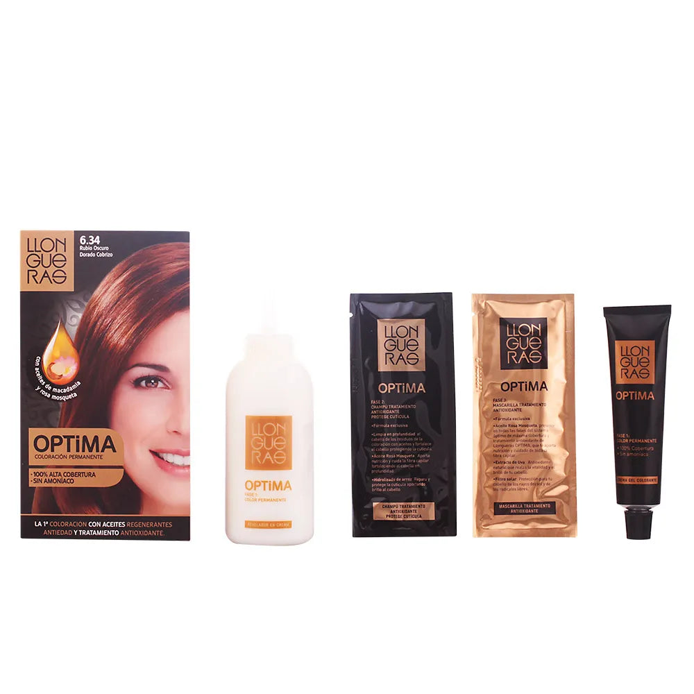 Llongueras Optima Permanent Hair Colour Ammonia Free 6.34 Dark Golden Copper Blond - By Mio Perfumería