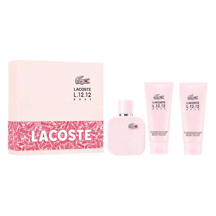 Lacoste L.12.12 Rose Eau De Parfum Spray 100ml Set 3 Pieces - By Mio Perfumería