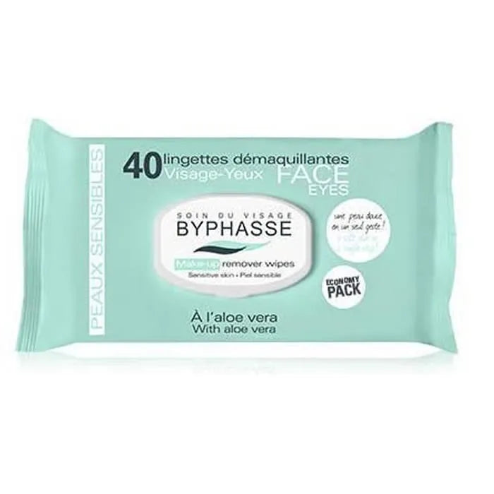 Byphasse Makeup Remover Wipes Aloe Vera Sensitive Skin 40U - By Mio Perfumería