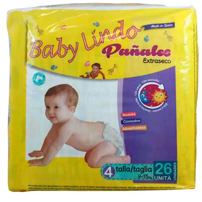 Baby Lindo Diapers T4 9-15 Kg 26 Units - By Mio Perfumería